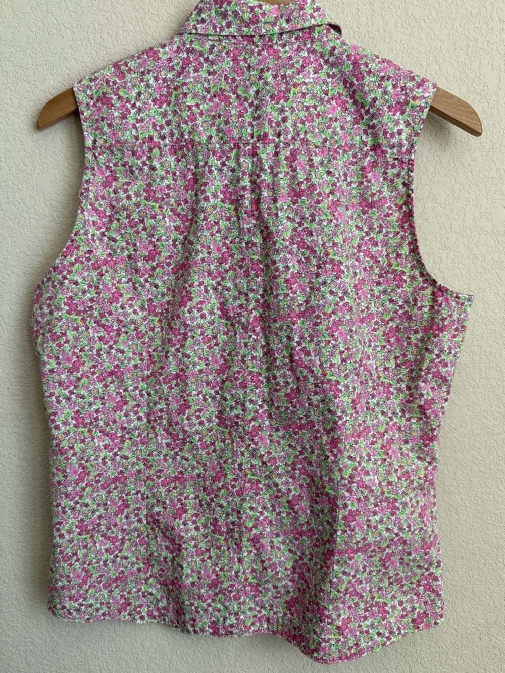 Safari Adventures Vintage Floral Sleeveless Button Down Shirt Large Cotton Pink - Picture 7 of 8
